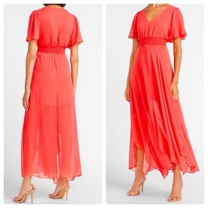 ▪️EXPRESS Like New Smocked Waist Flutter Sleeve Hi Lo Midi Dress SM MSRP $88▪️
